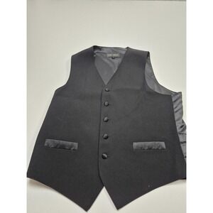 Neil Allyn Vest Mens Small Black 100% Wool Tuxedo Suit Waistcoat Formal READ